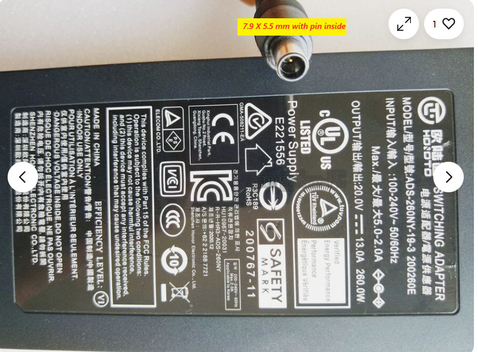 *Brand NEW*Original HOIOTO 20V 13A 260W AC ADAPTER ADS-260NY-19-3 200260E Power Supply